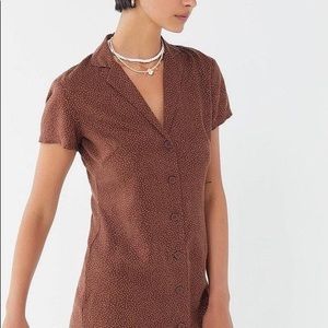 Urban Outfitters Brown Dot Collared Dress